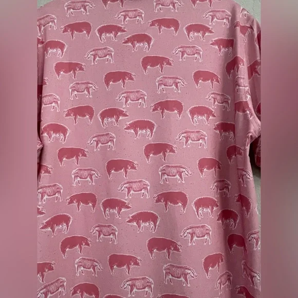 Waggle Hog Heaven Pink Polo Mens Large - Picture 3 of 7
